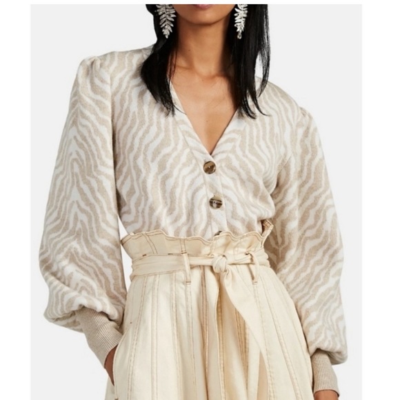 Ulla Johnson | Cici Wool Zebra Balloon Sleeve Cardigan - Picture 5 of 15